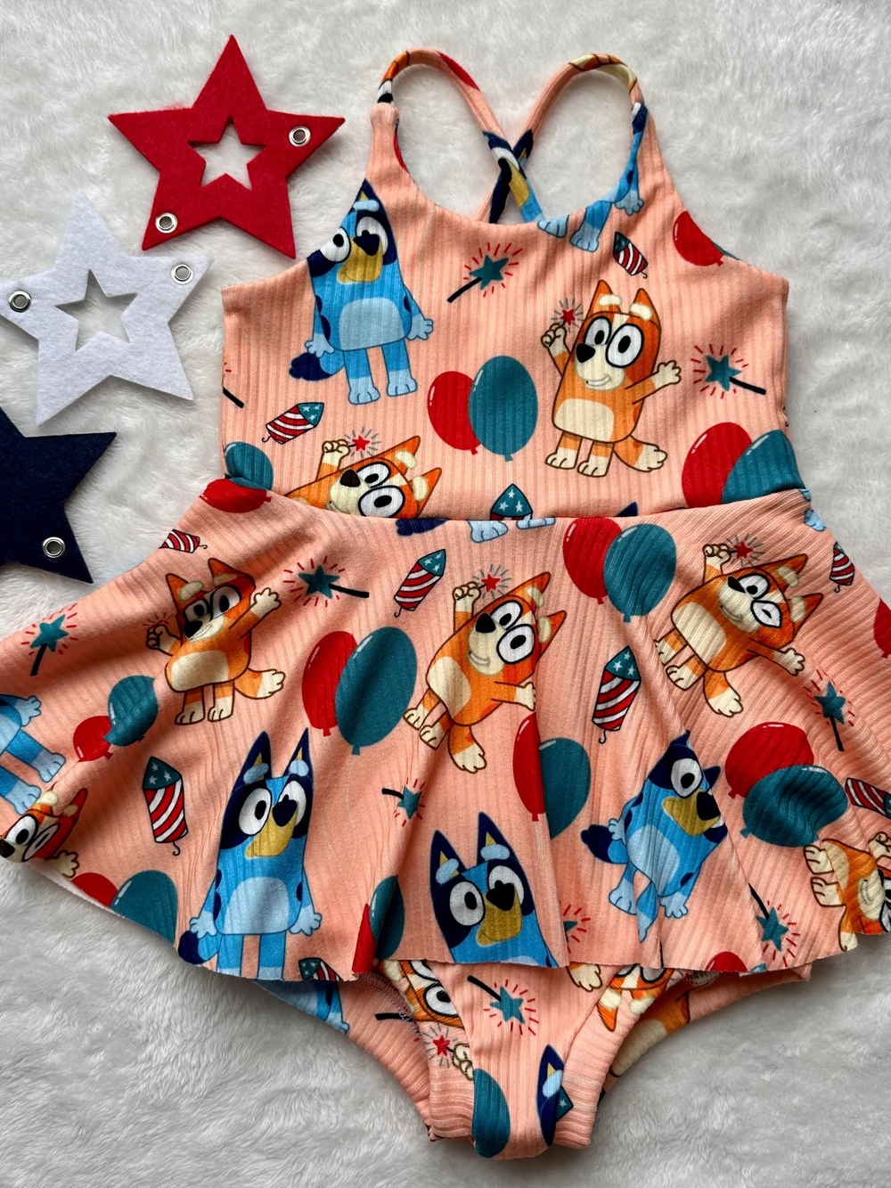 Toddler Girl Bluey 12-18m Peach 4th Of July Outfit